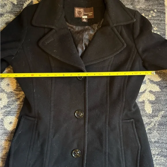 Anne Klein Black Wool Blend Pea Coat